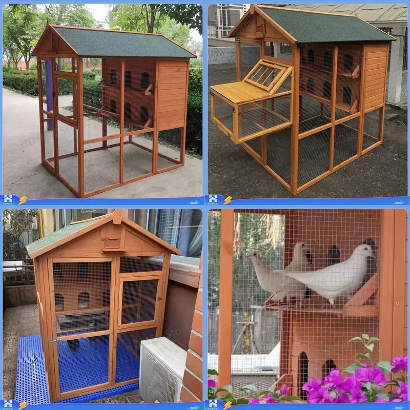 Large Outdoor Wooden Bird Feeder Cage with Asphalt Roof Pallet Style Wild Bird House Garden Supply Station for Sparrows