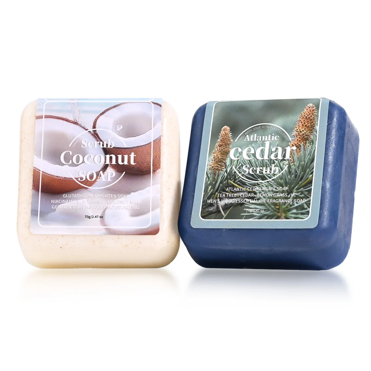 70g Atlantic Cedar Men'S Fragrance Essential Oil Soap Portable Soap For Travel, Matte Particle Deep Cleaning Handmade Soap