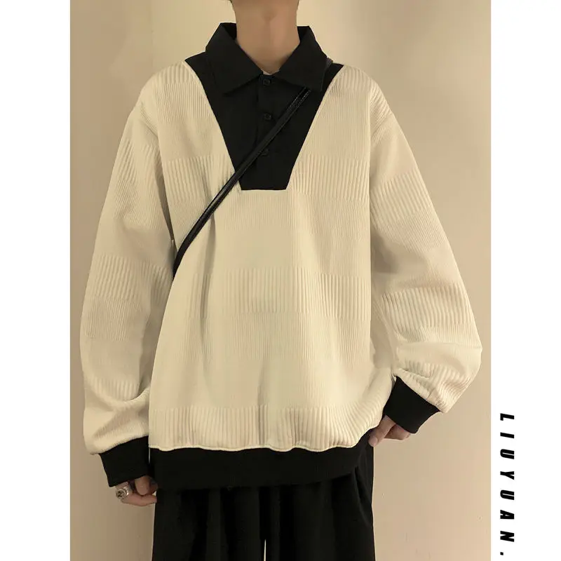 

Spring and Autumn Sweatshirt Hoodie Streetwear American Style Montage Fake Two Pieces Mao Yiman Korean Version High Street