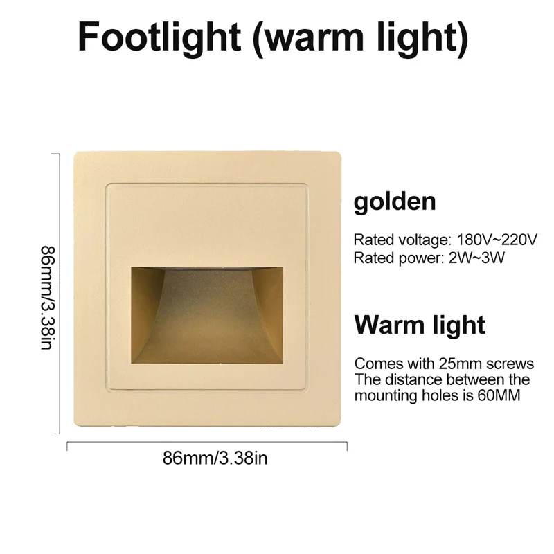 LED Wall Light Switch Control Recessed Stair Light AC180-220V Step Light Corridor Lighting Indoor Wall Light