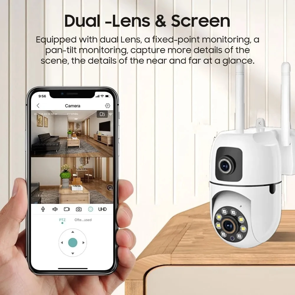 2MP + 2MP عدسة مزدوجة شاشة IP كاميرا واي فاي مستشعر حركة داخلي وتتبع تلقائي يدعم الصوت اتجاهين HD لون ليلي #3