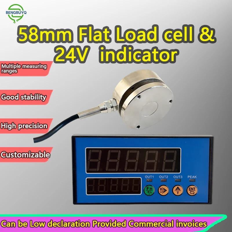 Load Cell DC 8-28V 80-265V AC Sensor 50kg–5t with Digital 5-Digit Indicator, 1.0–2.0mV/V IP66 Alloy Steel Weighing System Kit