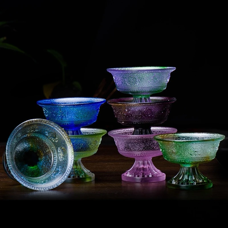 Supplies ornaments, eight auspicious cups for Buddha ornaments, glazed water supply bowls