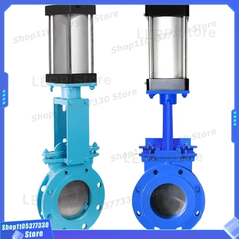 PN16 10inch Pneumatic Operated Knife Gate Valve Ptfe Line Cast Steel Pneumatic Air Control Flange Wafer Knife Gate Valve