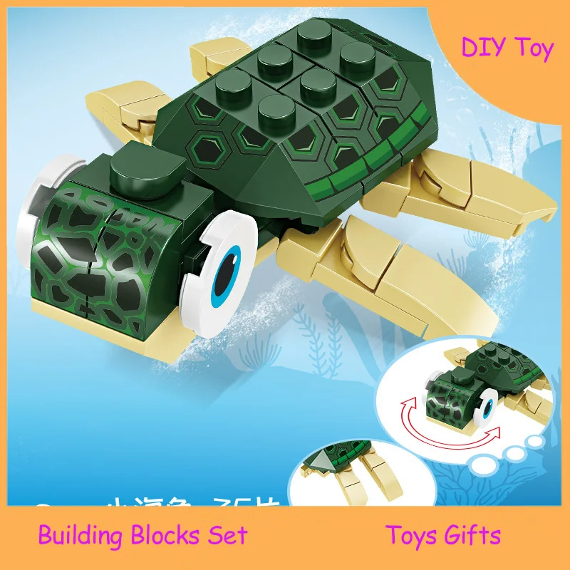 Creative Marine animal Building Blocks Toy Sea turtle Model Construction Set Educational Stacking Blocks Toy Birthday Gifts