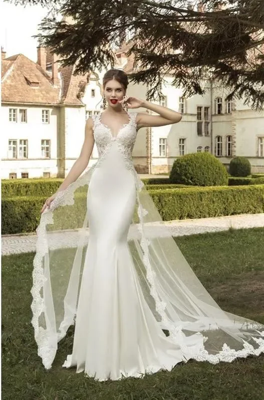 2026 Vintage Mermaid Wedding Dress Sweetheart Lace Appliques Removable Train Satin Garden Bridal Gowns Custom Made