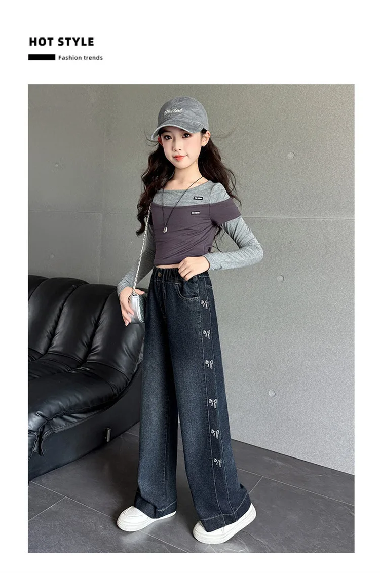 Neue Mädchen-Jeans mit Fleecefutter, Herbst-Winter, dicke, warme Kinderhose mit geradem Bein, Kinder-Allzweck-Jeanshose mit Polarfleece – Detail 20