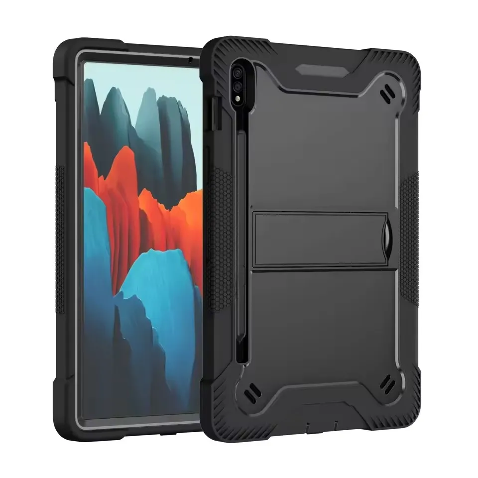 

Heavy Duty Armor Case For Samsung Galaxy Tab S10 Plus 12.4 inch SM-X820 SM-X826B 2024 S9 Plus Kids Hybrid Cover PC-Silicone Case