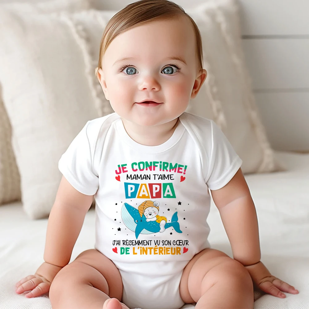 I Confirm That Mom Loves You Dad Printed Baby Romper Funny Newborn Summer Bodysuit Infant Short Sleeve Jumpsuit Toddler Clothes