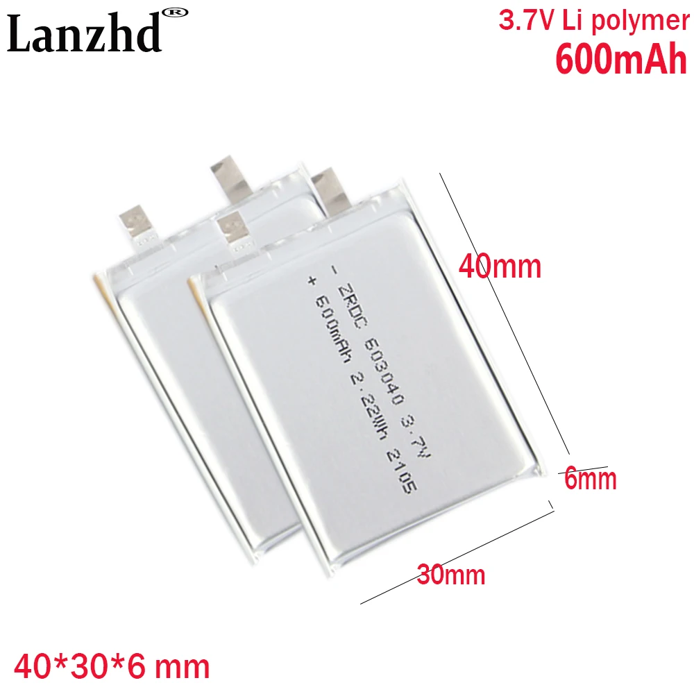 

3.7V 800mAh Lithium Polymer Li Ion Battery Lipo Cells For Speaker Alarm GPS MP3 MP4 Toy DIY 603040 553040 603139 123040 653040