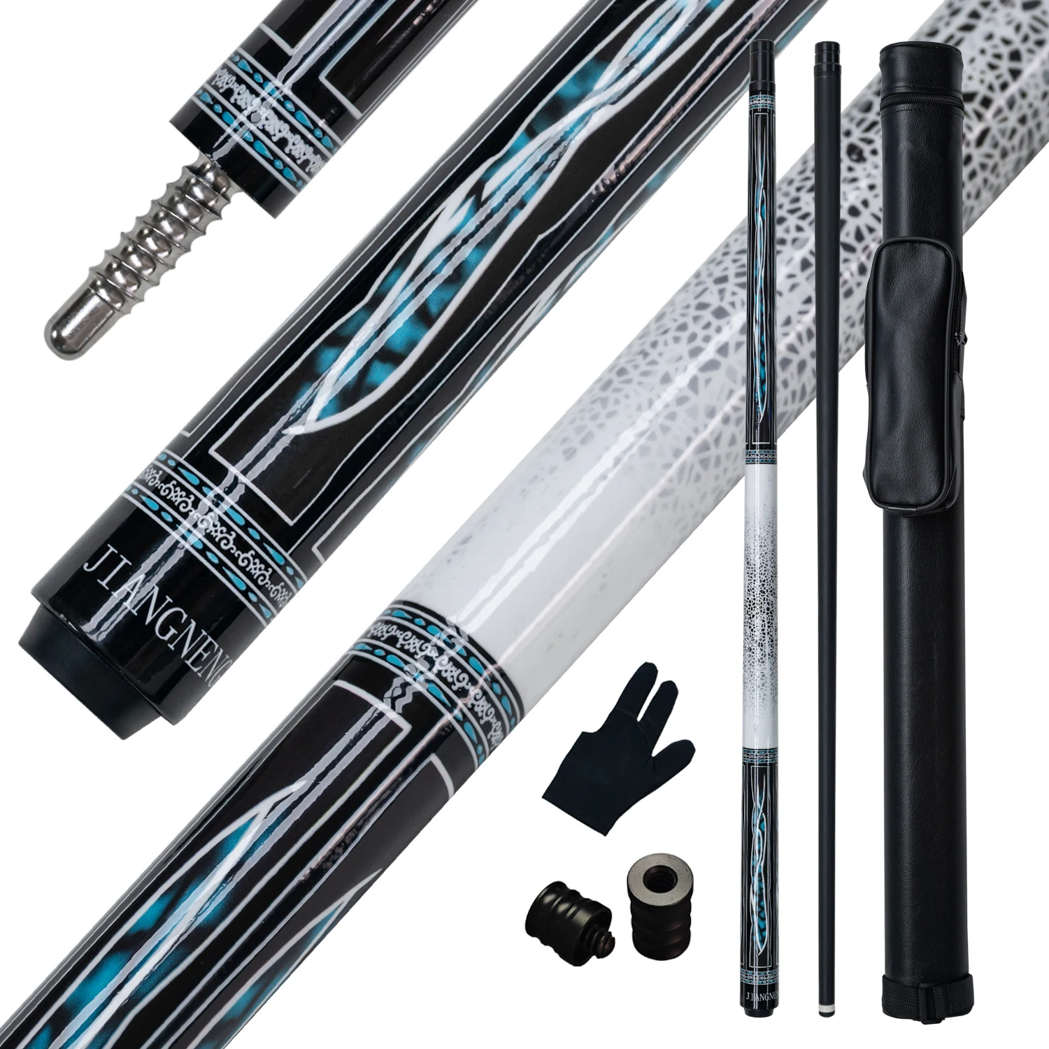 

Professional Carbon Fiber and Glass Fiber Billiards Cue Stick Set 13mm Tip Segmented Pool Cue Ideal Gift for Billiards Players