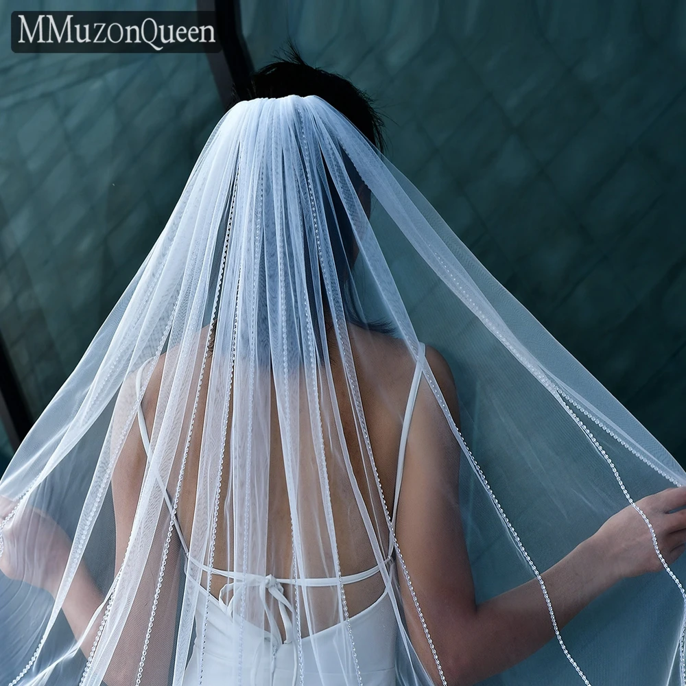 MMQ M90 Sparkling Diamond Bridal Veil Handmade Rhinestones Wedding Veil with Comb Exquisite Bride Tulle Yarn Wedding Accessories