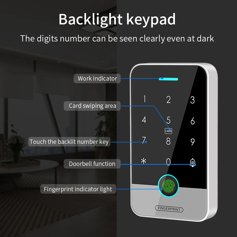 Rainproof Bluetooth NFC Tuya App Door Access Control 13.56MHZ & 125KHZ Fingerprint Keypad Outdoor Electric Magnetic Lock Opener