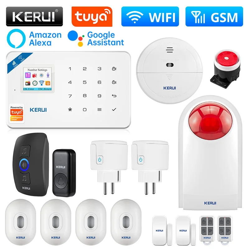 

KERUI W181 Wireless WIFI GSM Alarm Tuya Smart Home Security Motion Detector Sensor Burglar Alarm System Support Alexa&Google