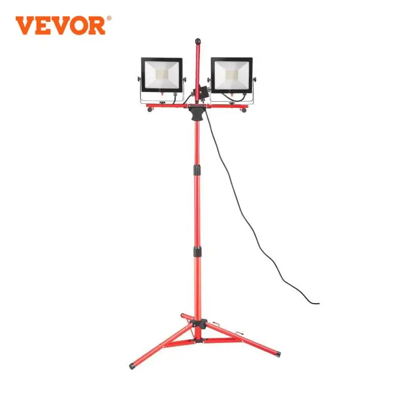 VEVOR LED Work Light with Stand 5000/10000 Lumen Dual-head LED Tripod Work Light w/ 27.6