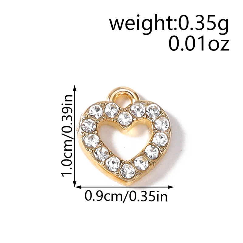 20 Stück niedliche Mini-Kristall-Metall-Herzanhänger für die Schmuckherstellung, Ohrringe, Halsketten, Armbänder, DIY-Bastelzubehör – Detail 1