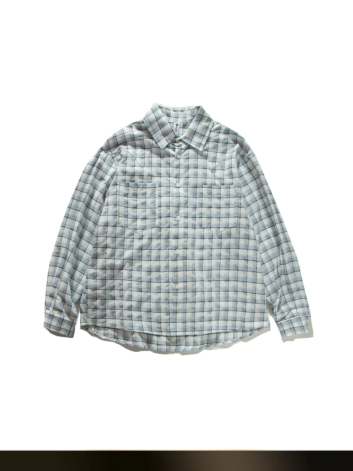 

American Retro Plaid Blue White Long Sve irt Loose Casual Versatile irt for Couples Autumn New Sle Cotton Youth Faion