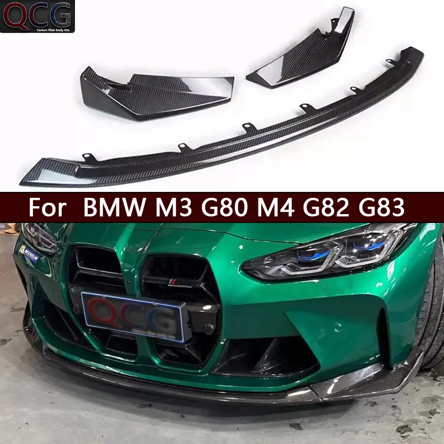 For BMW M3 G80 M4 G82 G83 Carbon Fiber Front lip Car Front Bumper Diverter Spoiler Diffuser chin CSL Style upgraded body kit