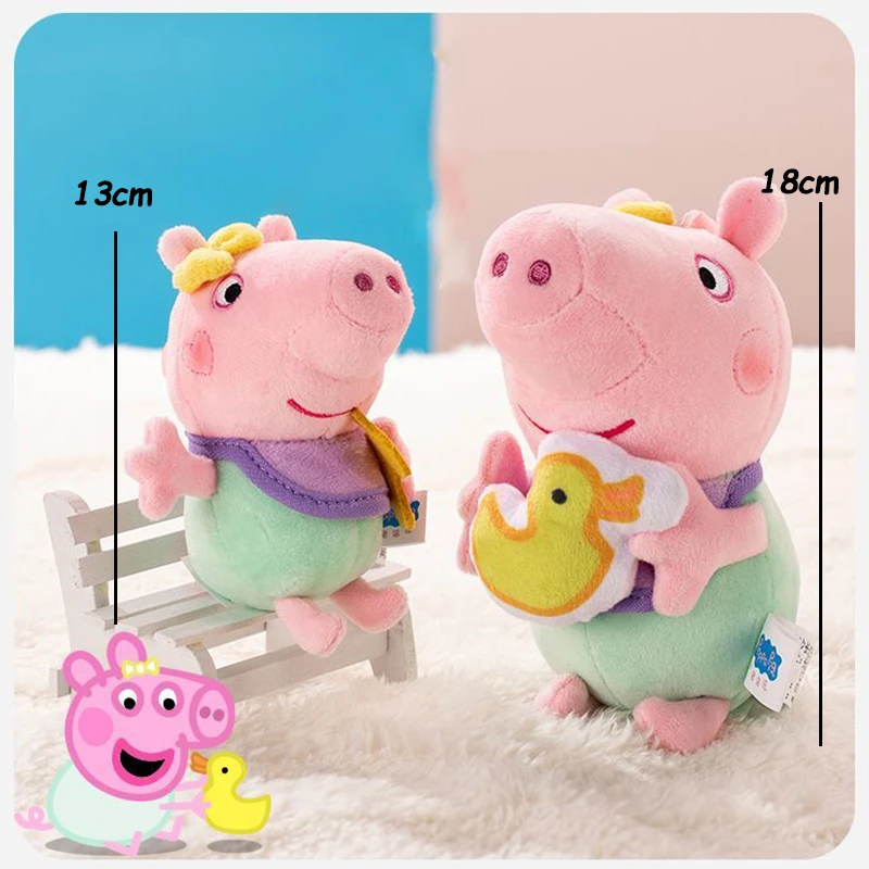 

8pcs 13-18cm Peppa Pig Plush Toy George dinosaur pink Dad Mom animal Stuffed Soft family Doll decorate girl Child Birthday Gift
