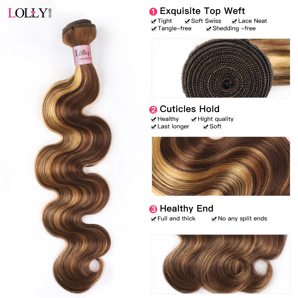 4x4 Closure With Bundles Highlight Body Wave Bundles With Closure Honey Blonde Colored Human Hair Bundles With Closure Free Part