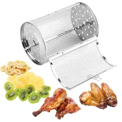 360-Degree Air Fryer Basket Rotating Grill Roaster Drum Rotisserie Grill Rotary Baking Cage For Dried Nut Beans Air Fryer Oven