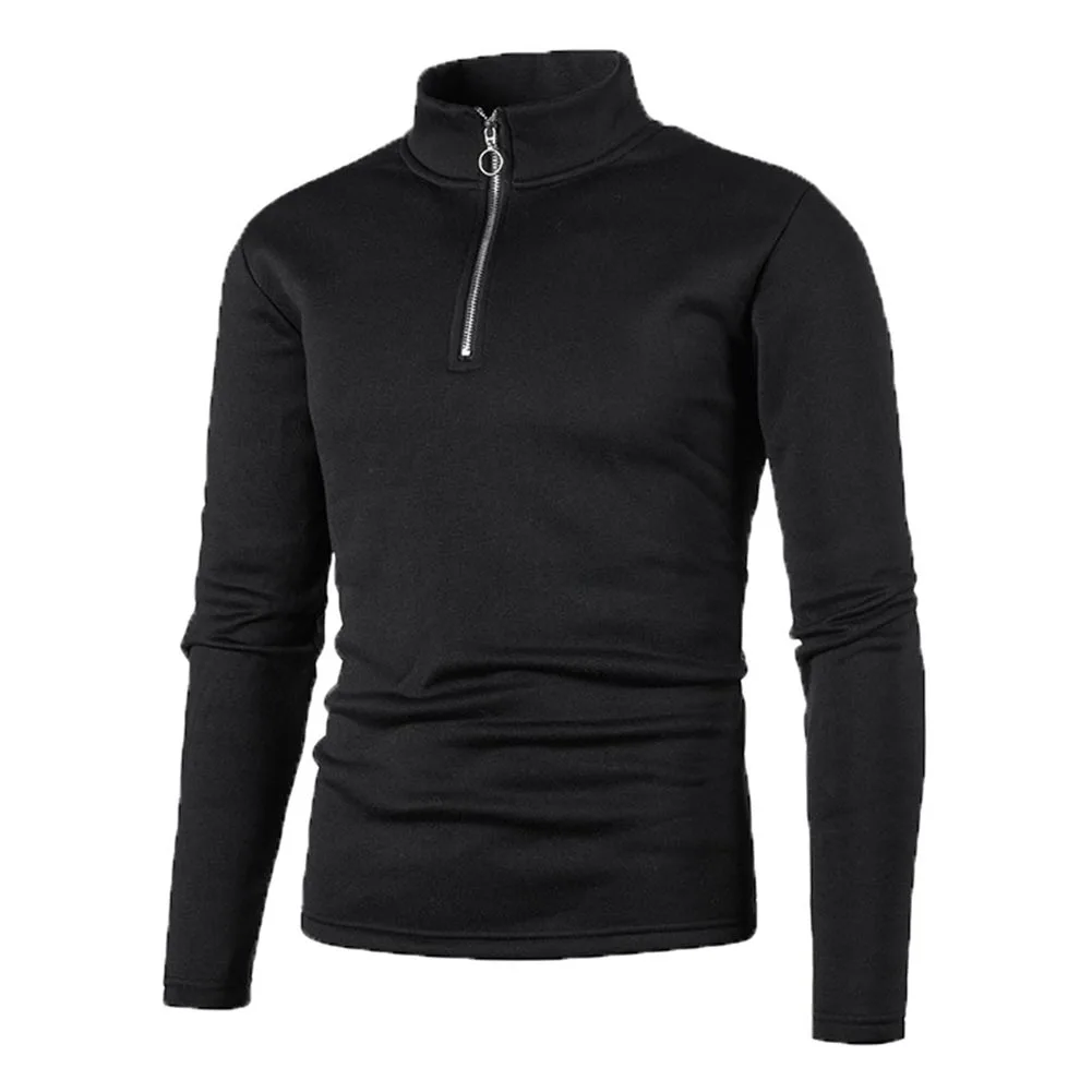 New Men's Sweater Half Zipper Pullovers Winter Warm Stand Collar Turtleneck Cotton Knitted Sweater Men Solid Color Sweatwear