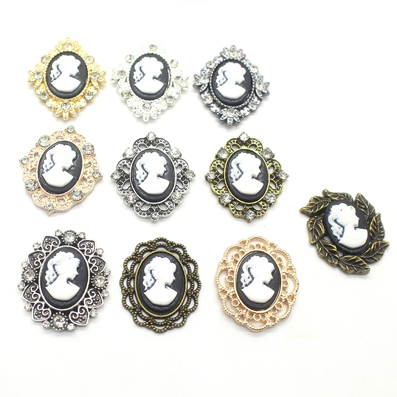 10Pcs Retro Beauty Head Rhinestone Biżuteria Akcesoria Diy Suknia ślubna Kokarda Pudełko na prezent Zaproszenie Dekoracja Akcesoria