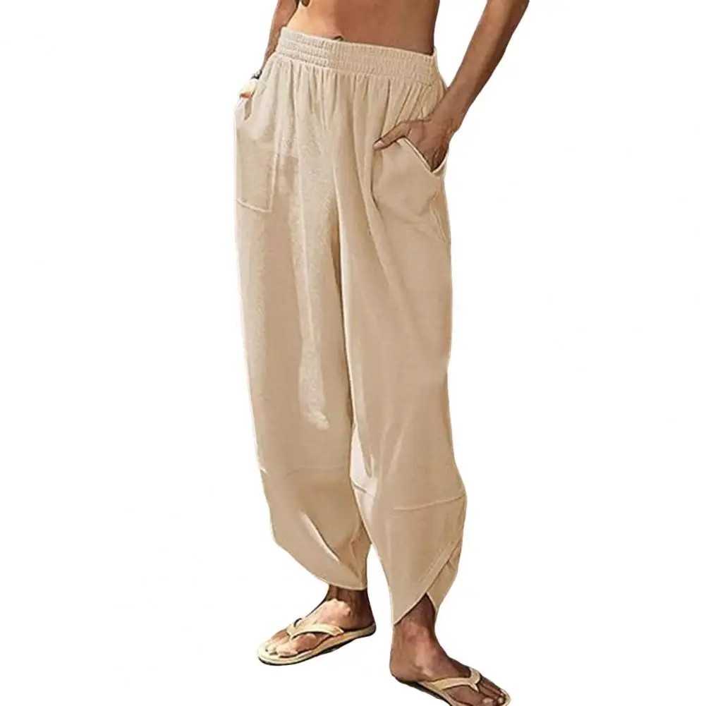 

Women's Bottoms Elastic Waist with Pockets Wide Leg Trousers for A Loose High Waist pants