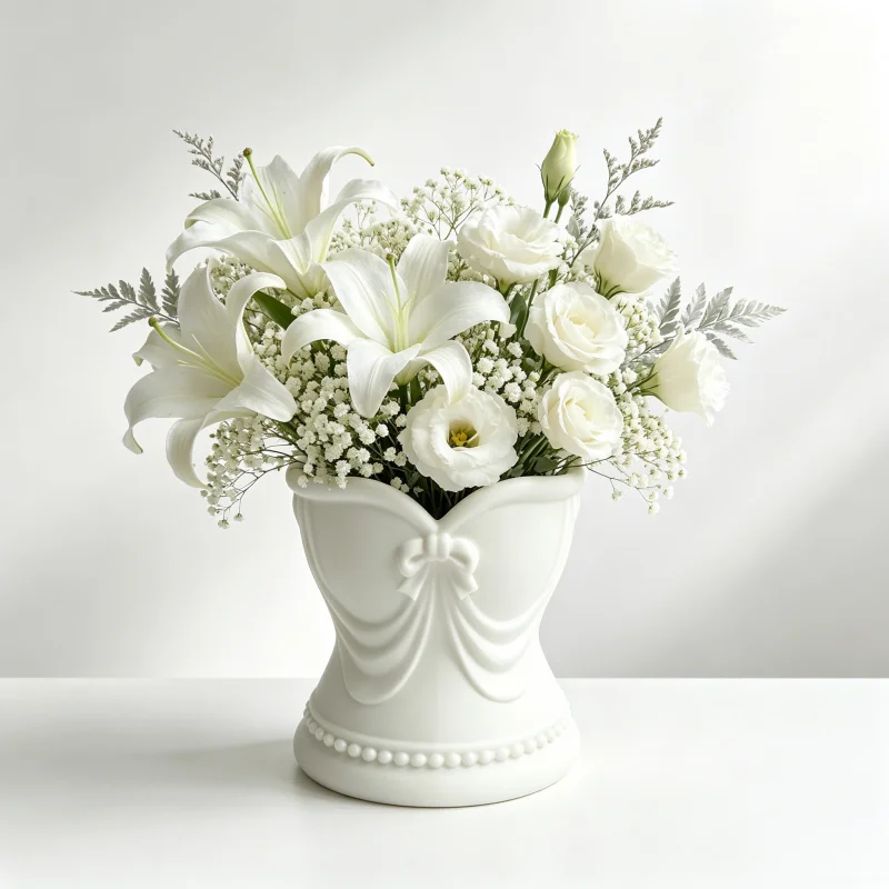 Vintage Butterfly-Shaped Waist-Cinching White Vase, Desktop Decorative Flower Vessel, Multifunctional Cosmetic Storage Container, Girly Style Dressing Table Tabletop Decoration