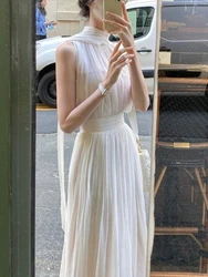 Summer White France Vintage Dress Women 2022 Chiffon Elegant Evening Party Long Dress Ladies Casual Korean Style One-piece Dress