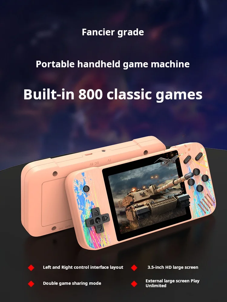 G3 Портативные игровые плееры Ретро Портативная игровая консоль 3,5-дюймовый ЖК-экран AV-выход 800 игр 1200 мАч Подарок для детей и взрослых