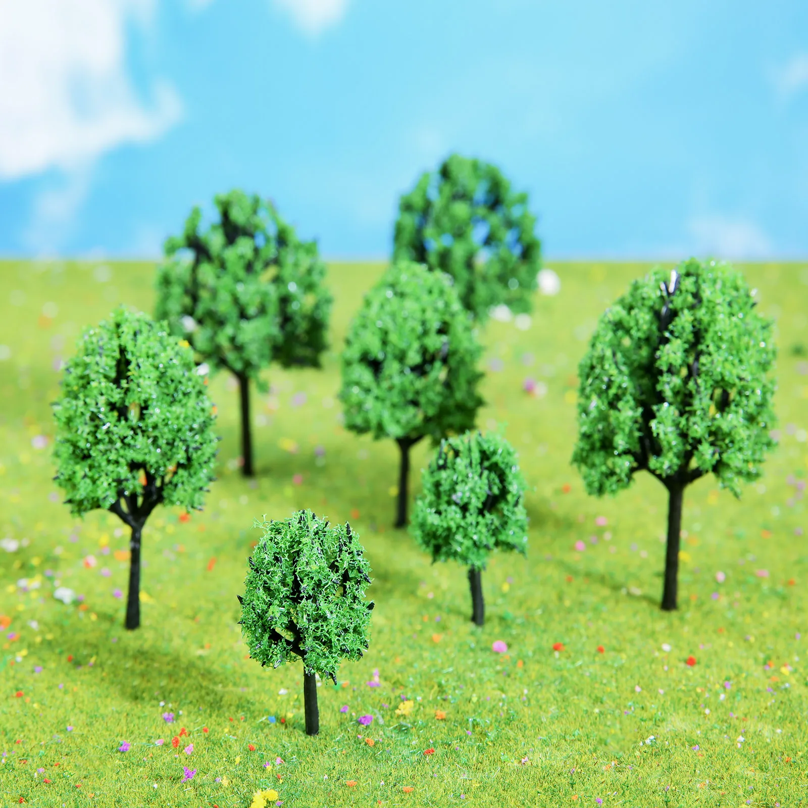20 pçs plástico em miniatura jardim de fadas árvore planta ornamento em miniatura casa de bonecas vasos musgo bonsai micro paisagem diy decoração do jardim