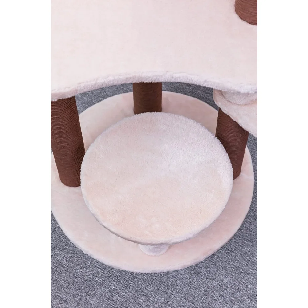 Torre de actividades para gatos con cesto de papel y características de escalada de varios niveles