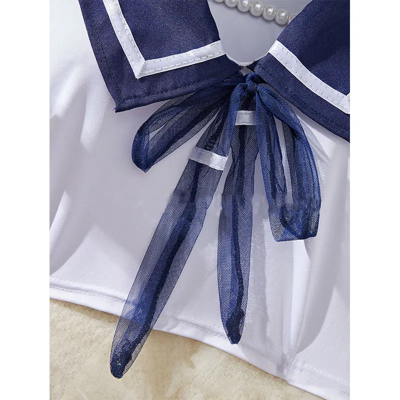JK-Mädchen-Miniskirt-Set Damen-Lingerie Japanisches Cosplay Babydoll Karierter Rock Spitzen-Crop-Top Schüleruniform-Set Mädchen-Themenparty – Detail 4