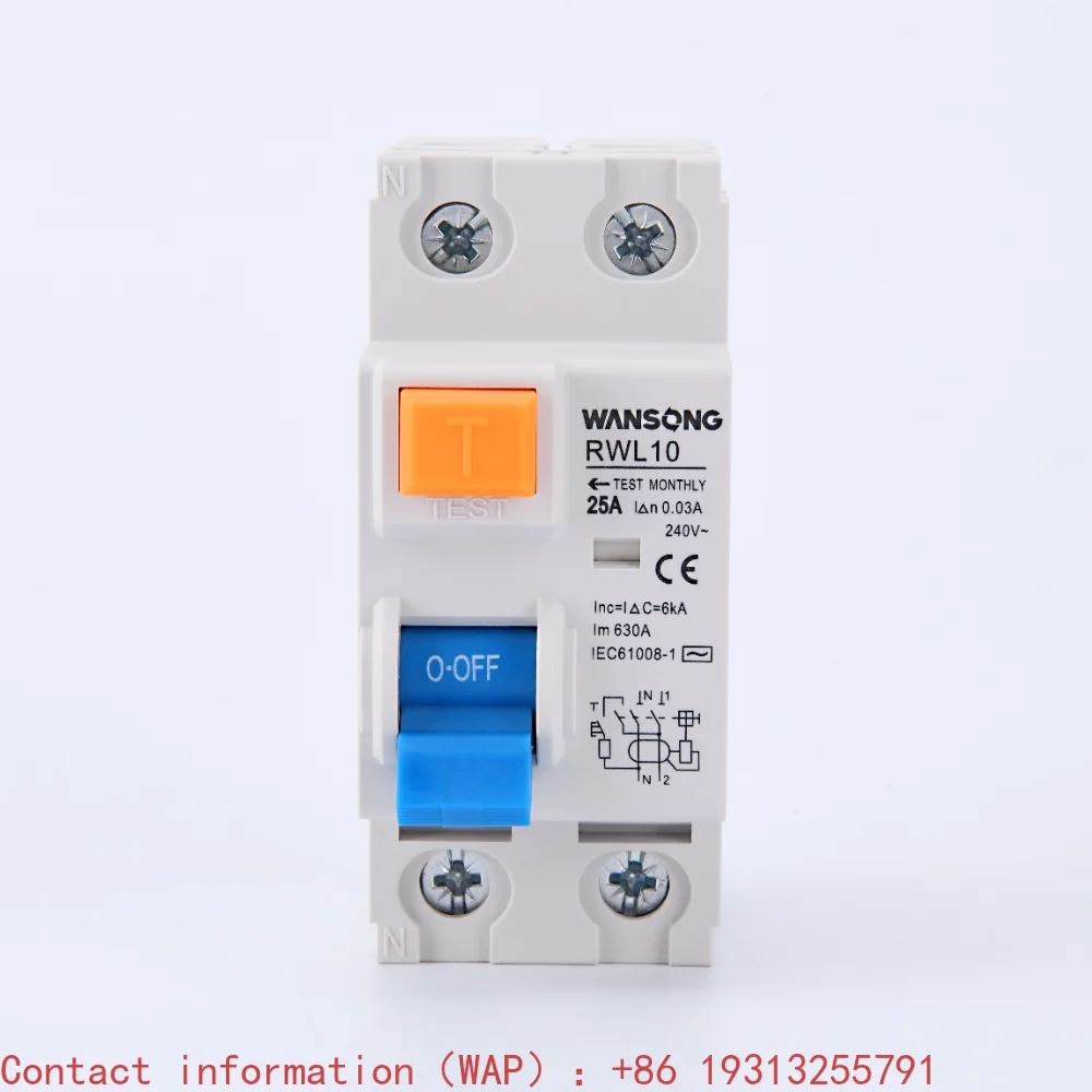 2P 4000V 6kA RCCB Miniature Circuit Breaker 25A 32A 40A with CE Certification Rail Mounting