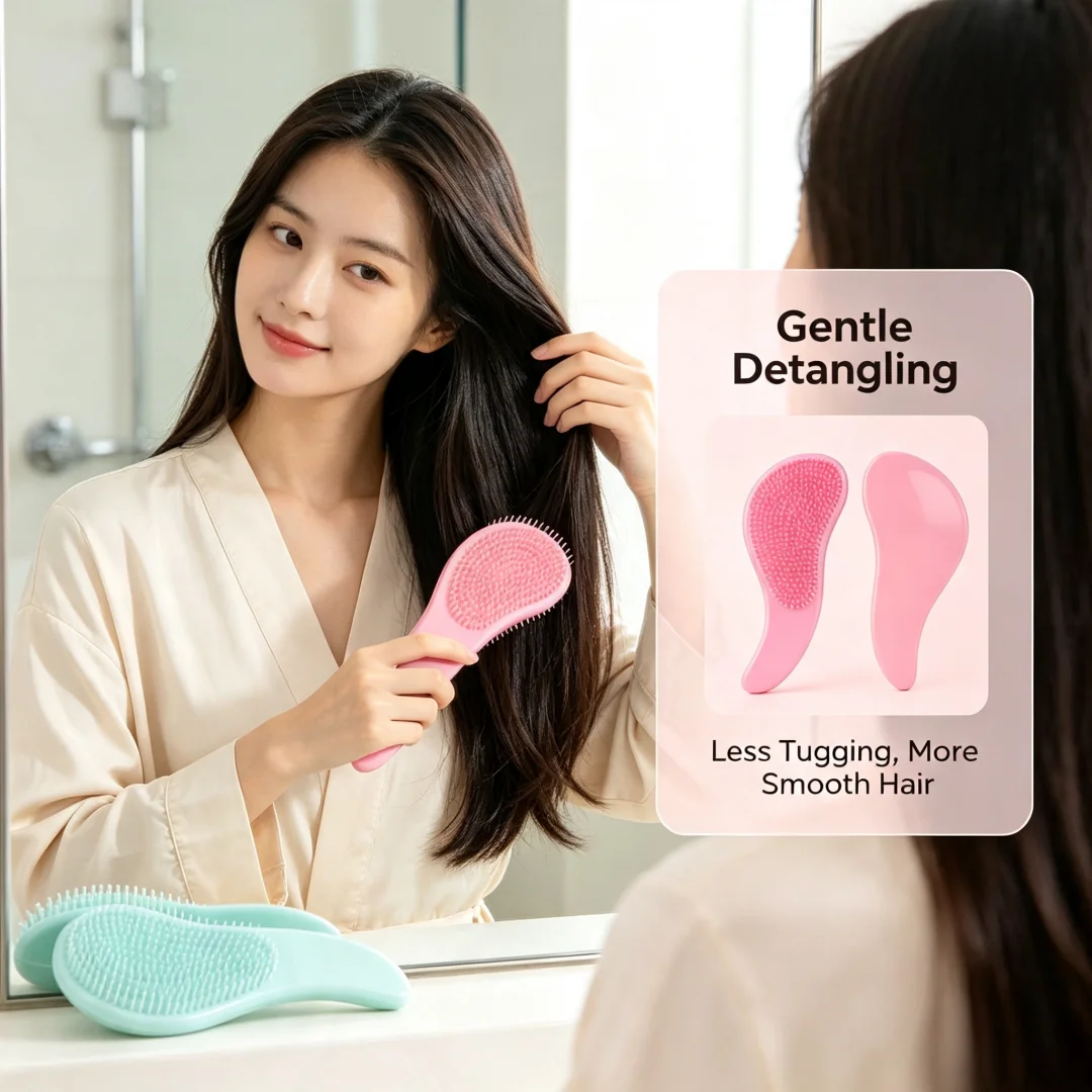 1pc Magic Handle Detangle Comb Anti Static Mini Massage Hair Brush Long Wet Shower Massage Hairbrush Salon Hair Styling Tools
