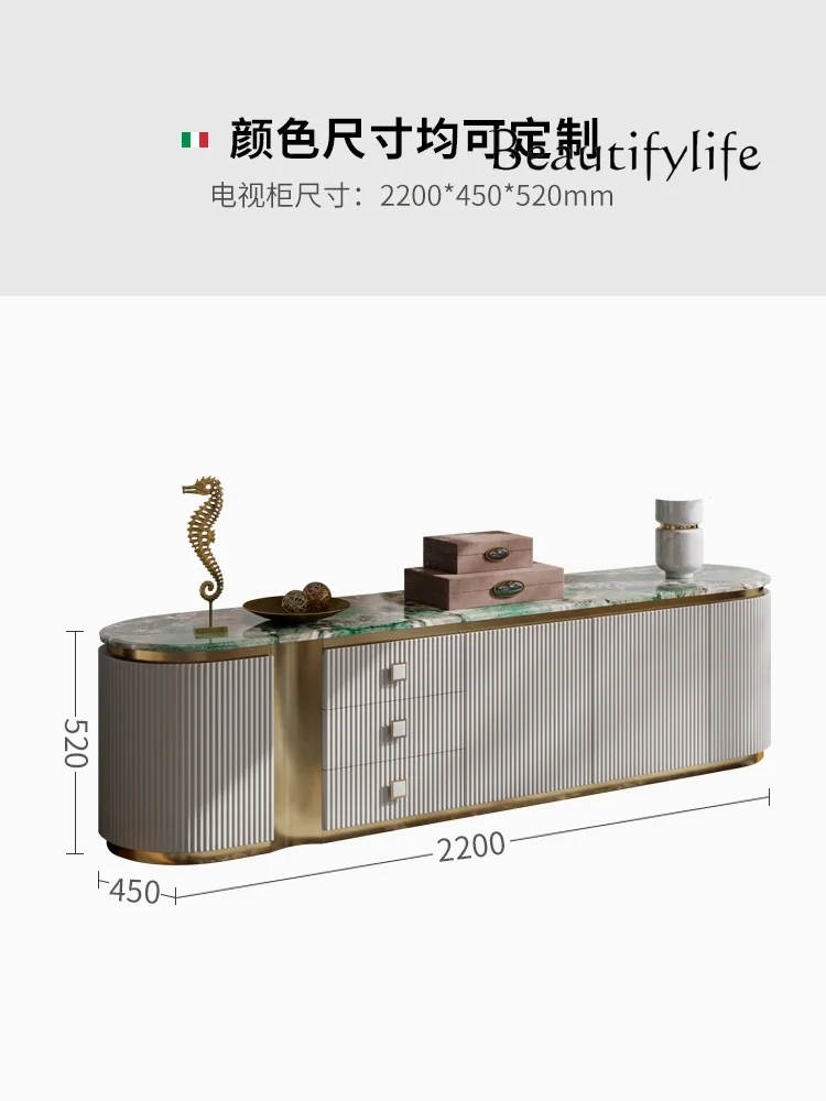 

home furniture all items Light Luxury Large Apartment Marble Living Room Fashion Modern Italian High-End Floor Cabinet Tea Table
