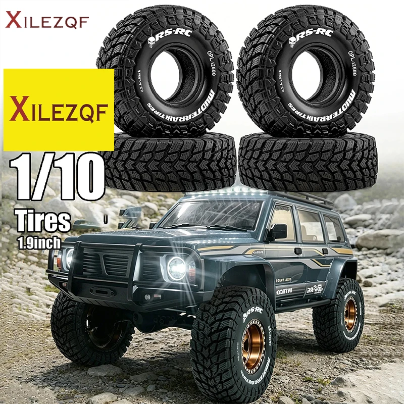 4pcs 1.9 inch Tire Rubber Tires Outer Diameter 4.73inch for 1/10 RC Car Axial SCX10 II Traxxas TRX4 4WD Redcat Gen8