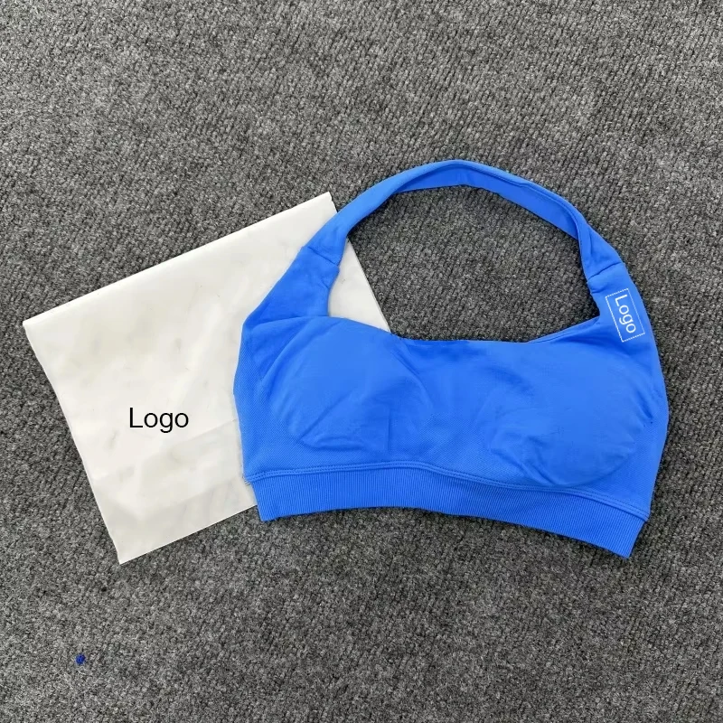 حمالة صدر رياضية للنساء بشعار D Impact حمالات صدر بدون خياطة مع شعار مبطن مفتوح الظهر حمالة صدر لليوجا متوسطة الدعم لصالة الألعاب الرياضية