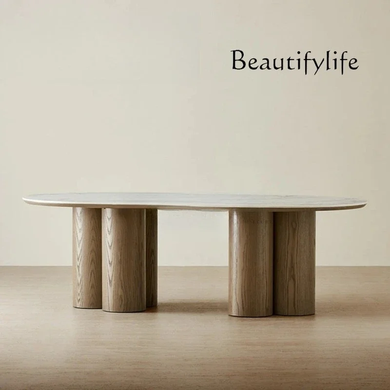 N44 New creative antique solid wood dining table French minimalist art wabi wind conference table creative homestay negotiation
