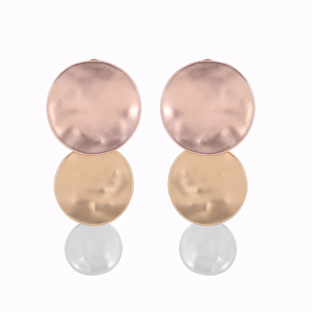 New Exaggerated Metal Big Circle Atmospheric Disc Multi-level Fashion Retro Round Boho Style Iadies Earrings