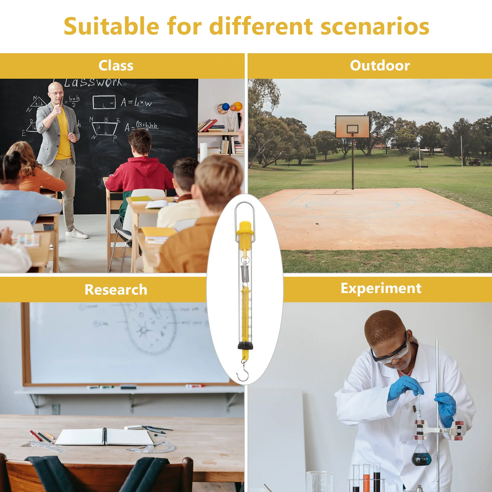 

4pcs Spring Scale Dynamometer Transparent Plastic Tubular Newton Force Meter For Gravity Tension Measurement Instrument Tool