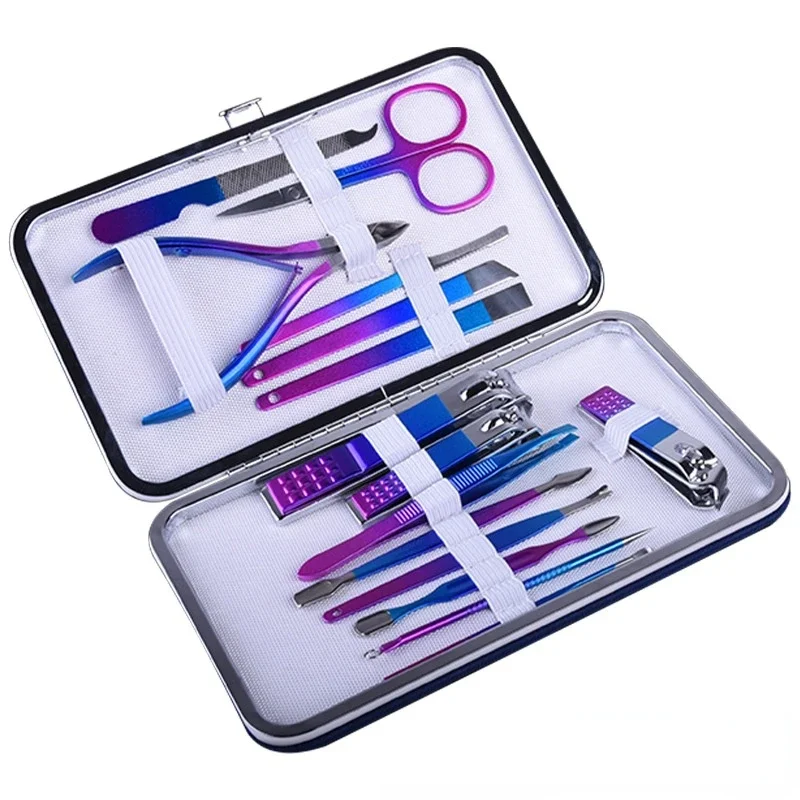 

10pcs-15pcs Stainless Steel Nail Clippers Set Scissores Tweezer Ear Pick Multi-Function Daily Hand Foot Care Tools Set 3 Colors