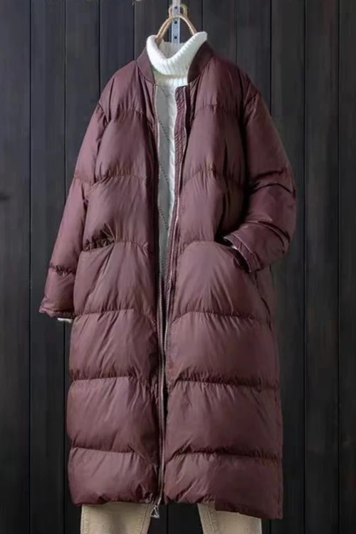 Zimowa nowa damska kurtka puchowa do dojazdów do pracy, ciepła kurtka puchowa z kołnierzem stójką w stylu baseballowym.