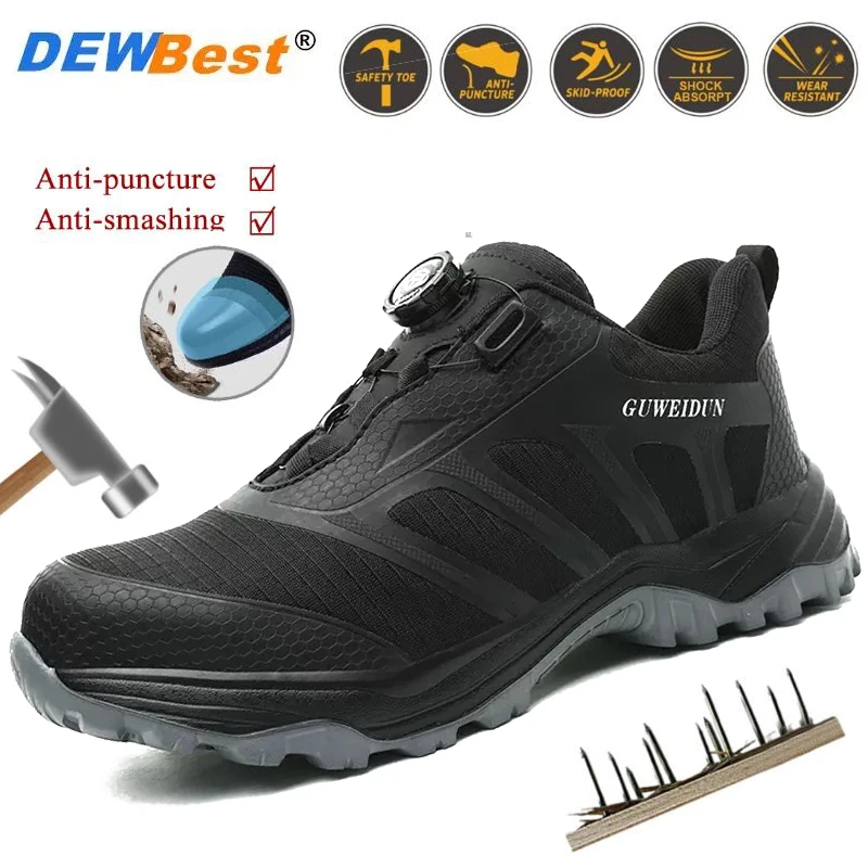 Men's Steel-Toe Kevlar Work Shoes: Impact-Resistant, Puncture-Resistant, Comfortable, Lightweight, Soft-Soled Safety Shoes
