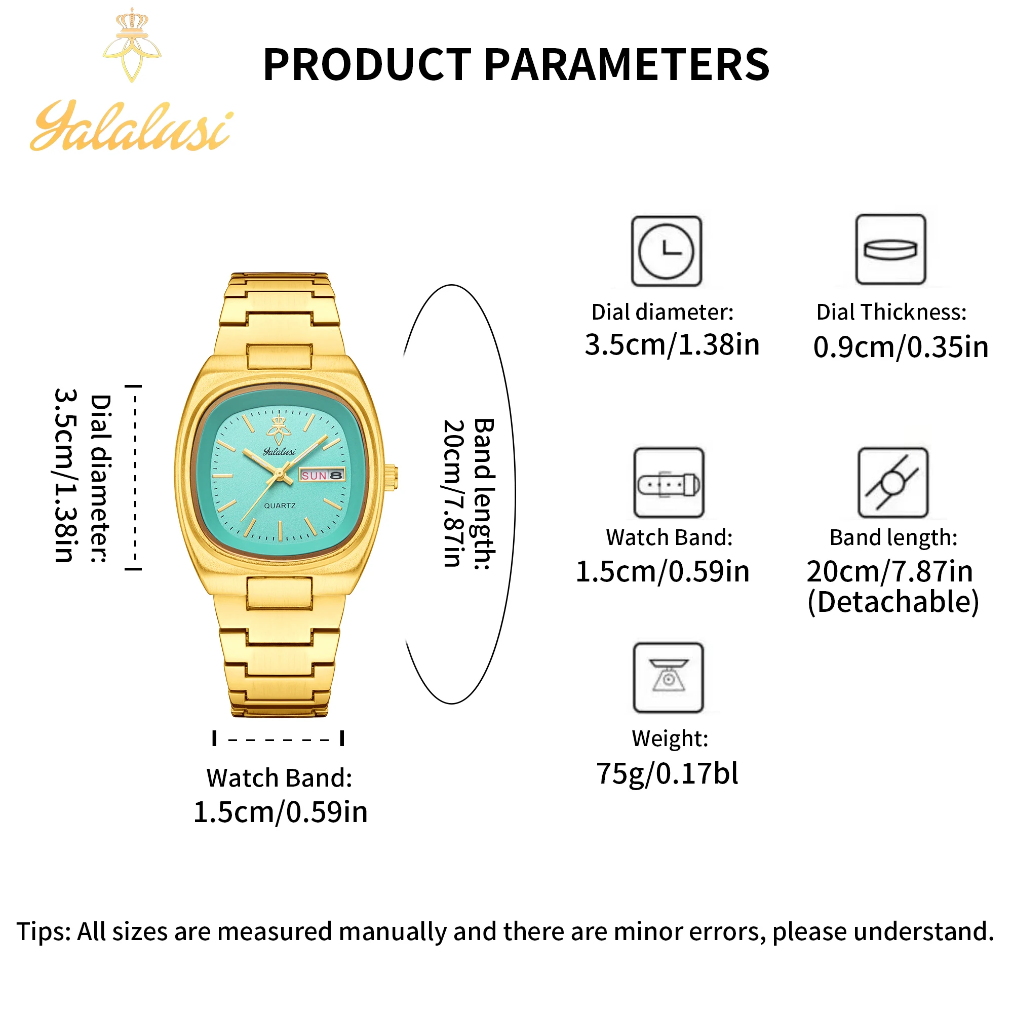 YaLaLuSi Genuine Women's Quartz Wristwatch Hot Brand Dual Calendar Function Gold Business Elegant Box Watch Remover Ion Plating