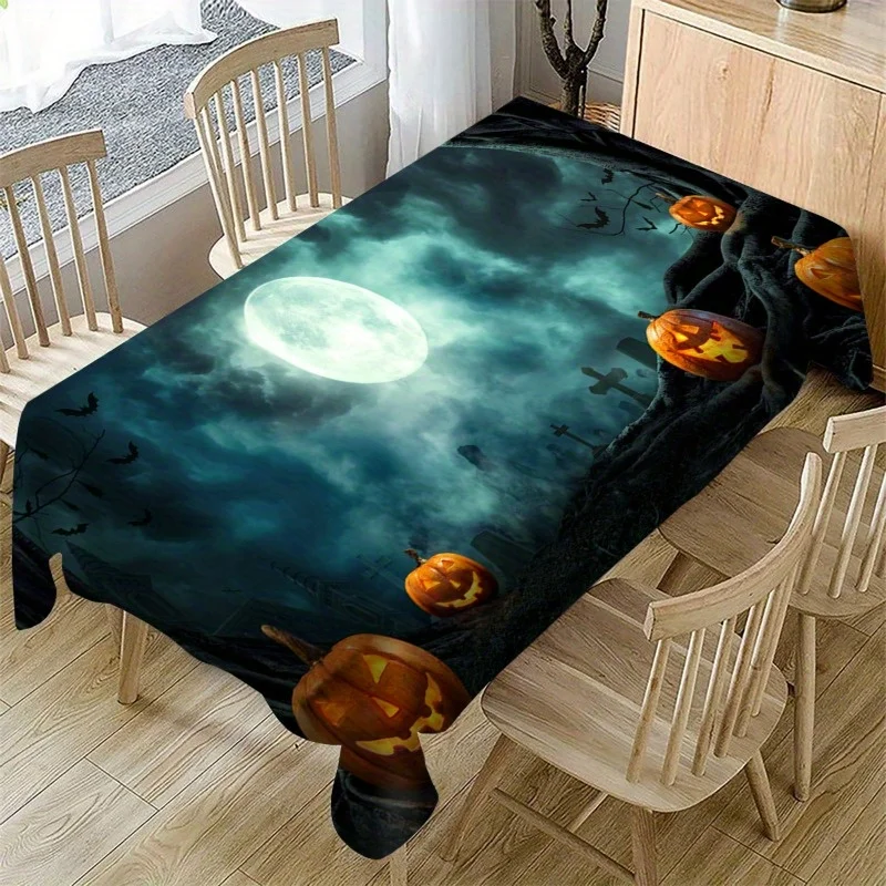 Halloween party tablecloth with terrifying scene patterns for kitchen, dining room, table, home and holiday party.zyc