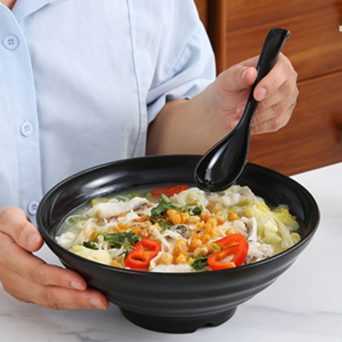 Thickened Plastic Ramen Bowl Japanese Style Household Ramen Bowl Spicy Hot Pot Large Bowl Anti-scalding Soup Bowl