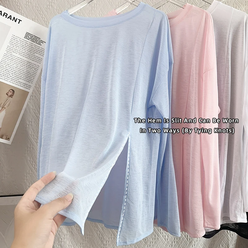 Frauen Yoga Shirts Sport Tops Lange Hülse O-ansatz Atmungsaktive Lauf Shirt Lose Fitness Kleidung Gym Sportwear Pilates T-shirts
