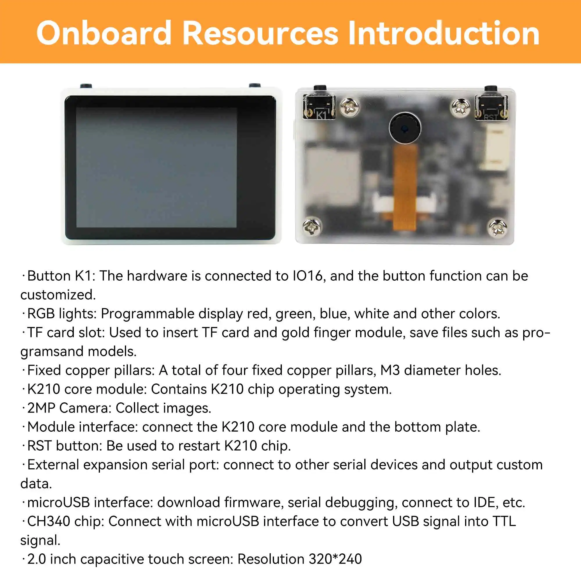 K210 Visual Recognition Module With 2MP Camera for Artificial Intelligence Deep Learning with Serial Port Support MicroPython